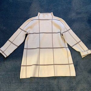 Tahari Cream Knit Windowpane Sweater